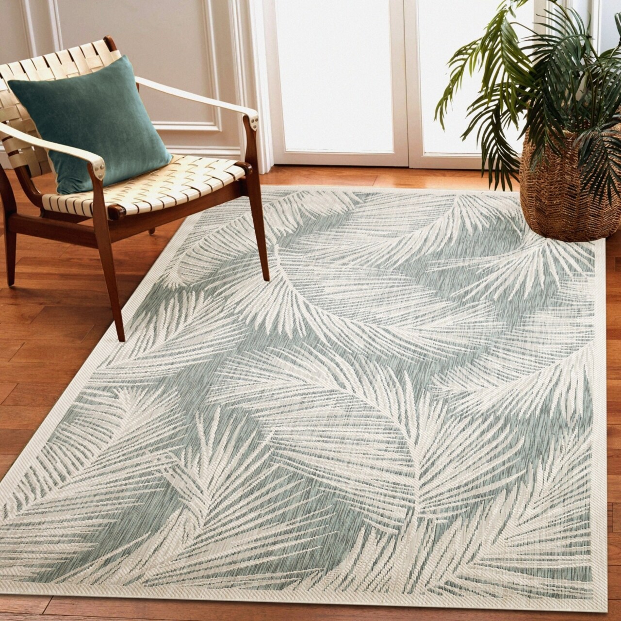 The Rug Department Liora Manne Carmel Fronds Indoor Outdoor Area Rug Aqua